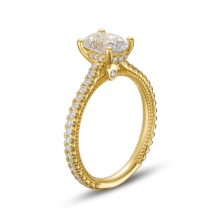 Yellow Gold 14K Verragio Renaissance Hidden Halo Cathedral Engagement Setting