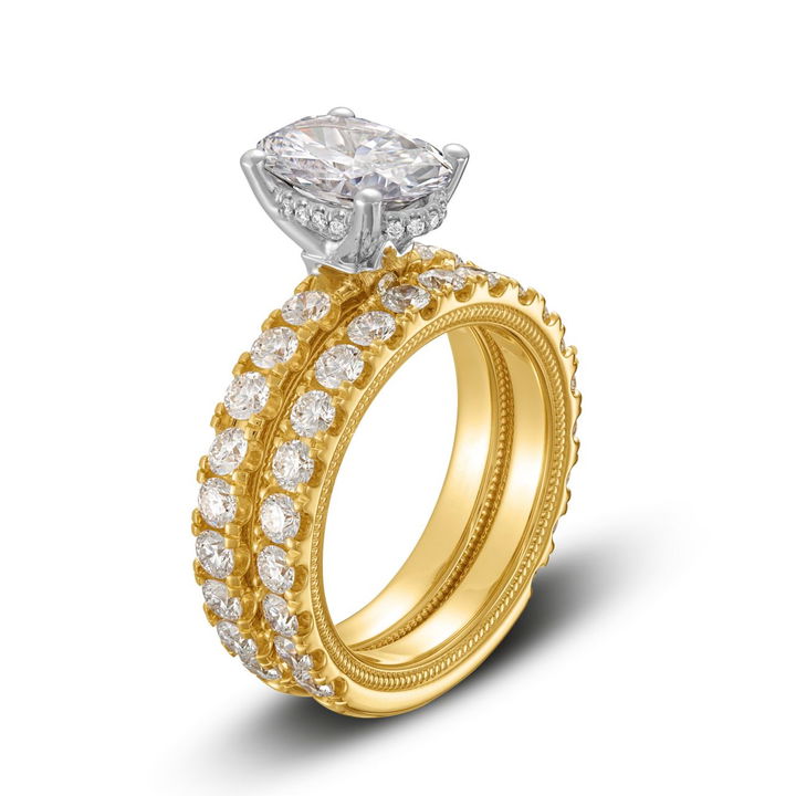 White And Yellow Gold 14K Verragio Tradition Hidden Halo Engagement Setting