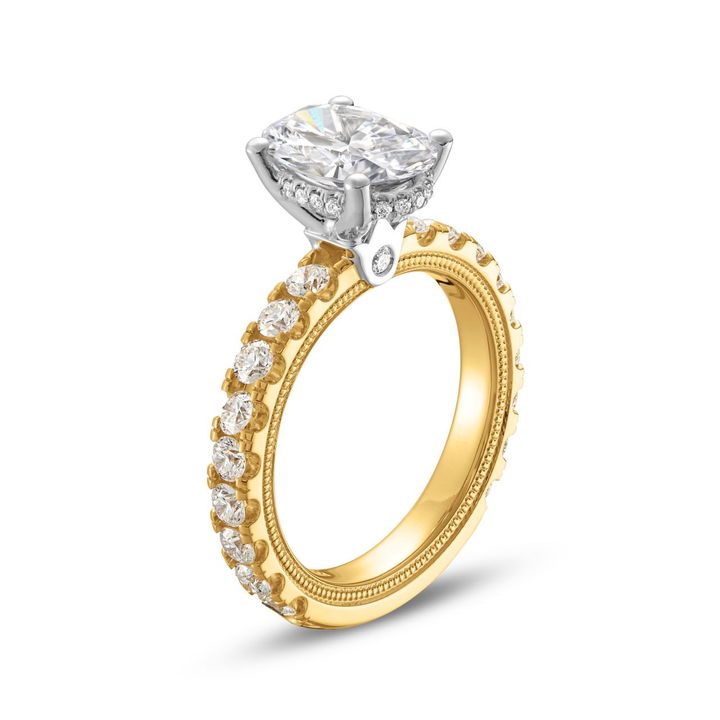 White And Yellow Gold 14K Verragio Tradition Hidden Halo Engagement Setting
