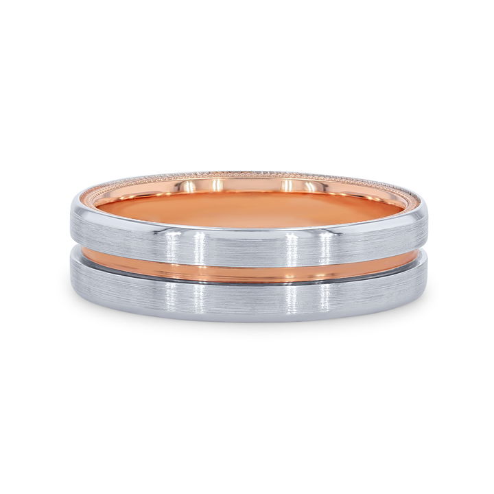 White Gold 14K Verragio Two-Tone Groove Wedding Band