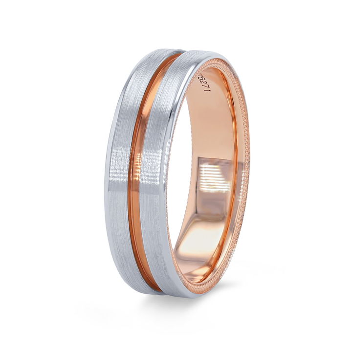 White Gold 14K Verragio Two-Tone Groove Wedding Band