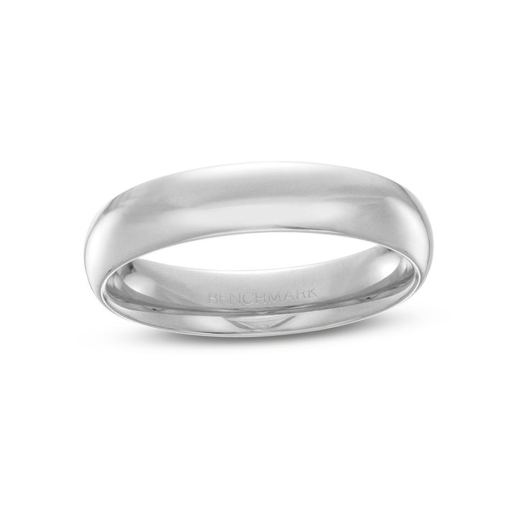 Low Dome Comfort Fit 5mm Wedding Band In White Gold 10K