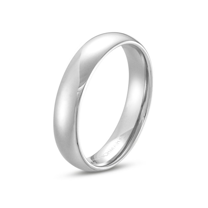 Low Dome Comfort Fit 5mm Wedding Band In White Gold 10K