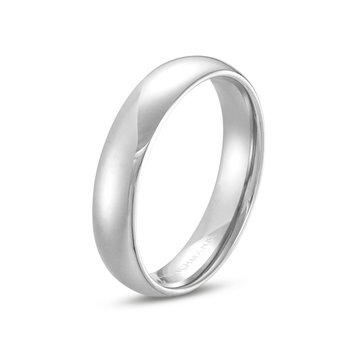Low Dome Comfort Fit 5mm Wedding Band In White Gold 10K