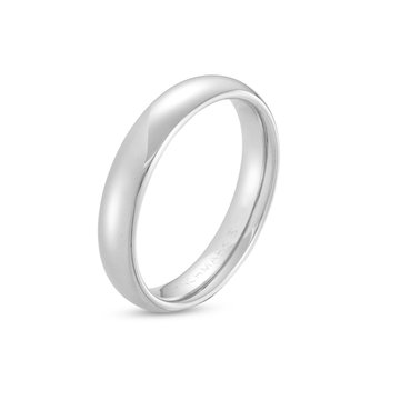 Low Dome Comfort Fit 4mm Wedding Band In White Gold 10K