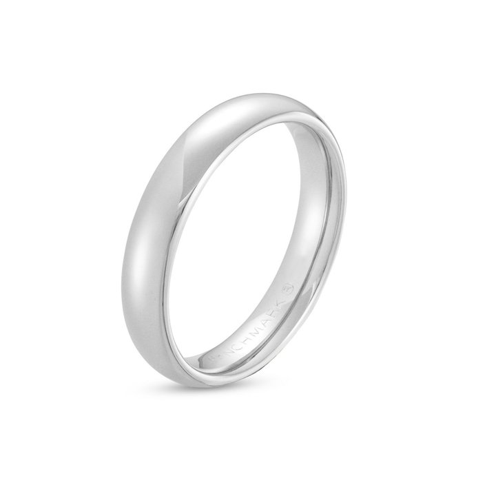 Low Dome Comfort Fit 4mm Wedding Band In White Gold 10K