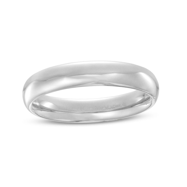 Low Dome Comfort Fit 4mm Wedding Band In White Gold 10K