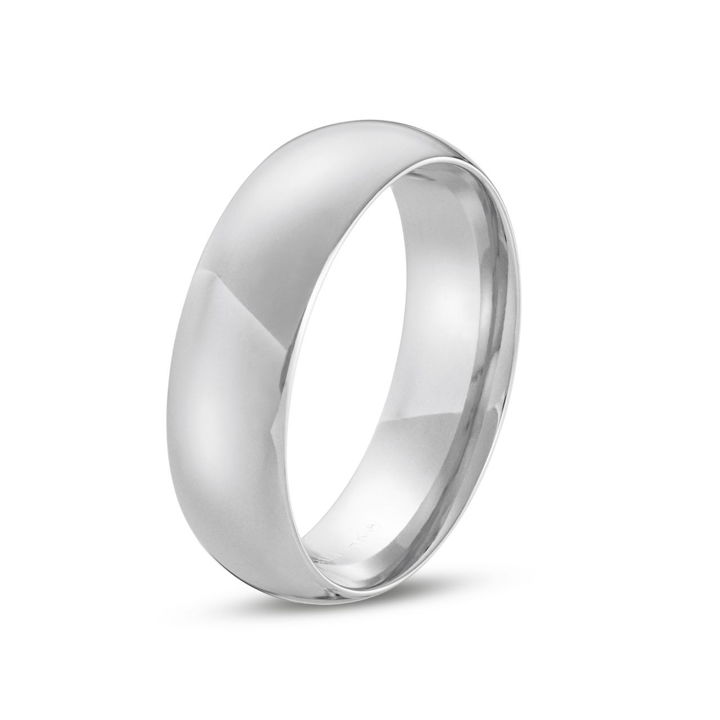 White Gold 14K Low Dome Comfort Fit 7mm Wedding Band