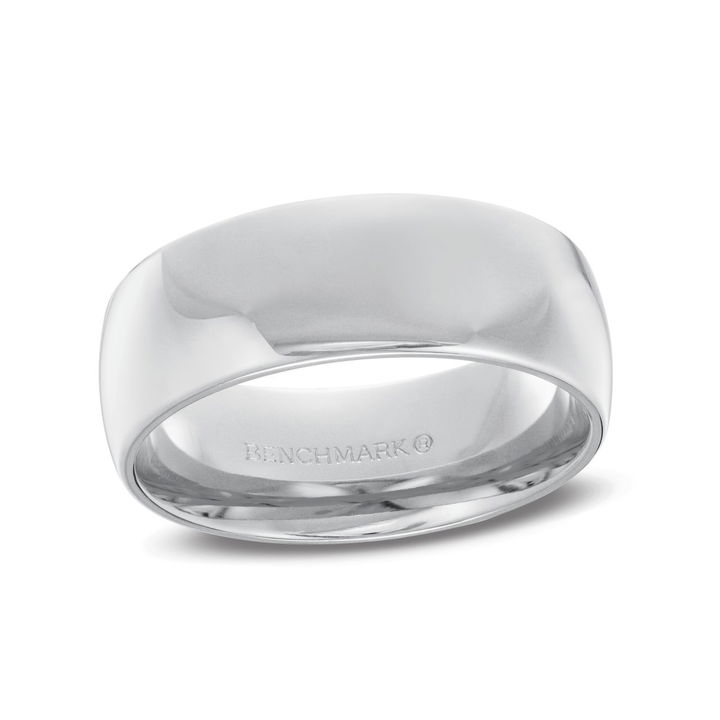 White Gold 14K Low Dome Comfort Fit 8mm Wedding Band