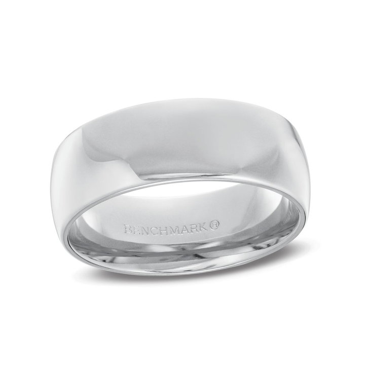Low Dome Comfort Fit 8mm Wedding Band In White Gold 10K