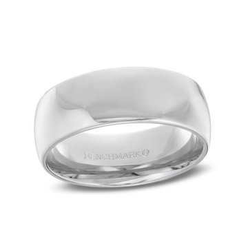 Low Dome Comfort Fit 8mm Wedding Band In White Gold 10K