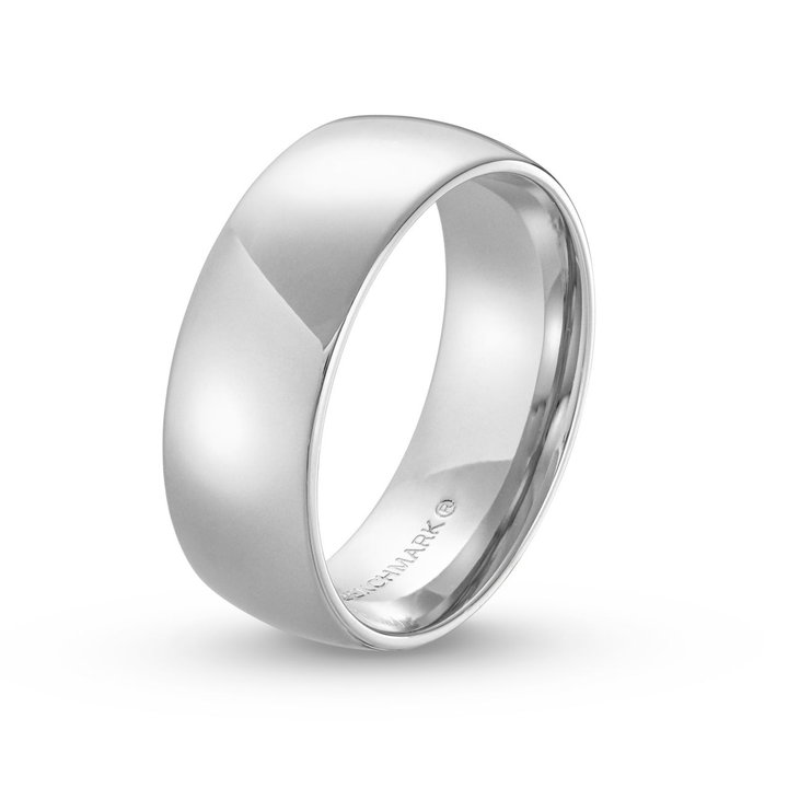 Low Dome Comfort Fit 8mm Wedding Band In White Gold 10K