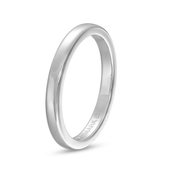 Euro Comfort Fit 2.5mm Wedding Band In White Gold 10K