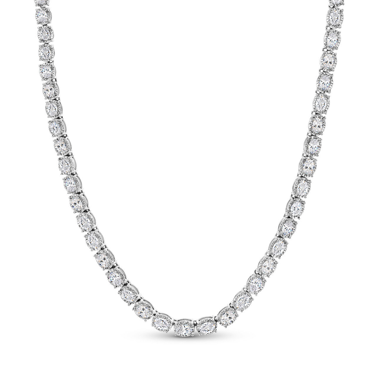 Oval Diamond Illusion Tennis Necklace (9.10tw)