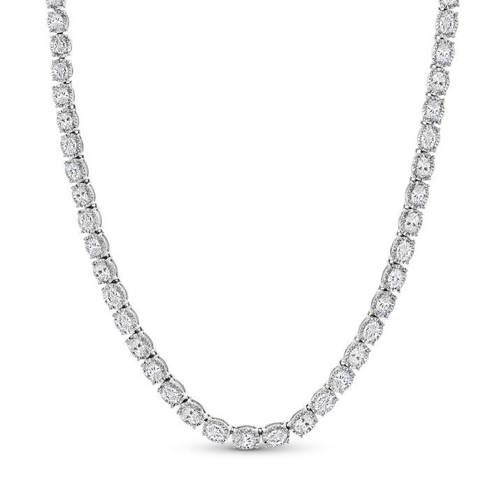 Oval Diamond Illusion Tennis Necklace