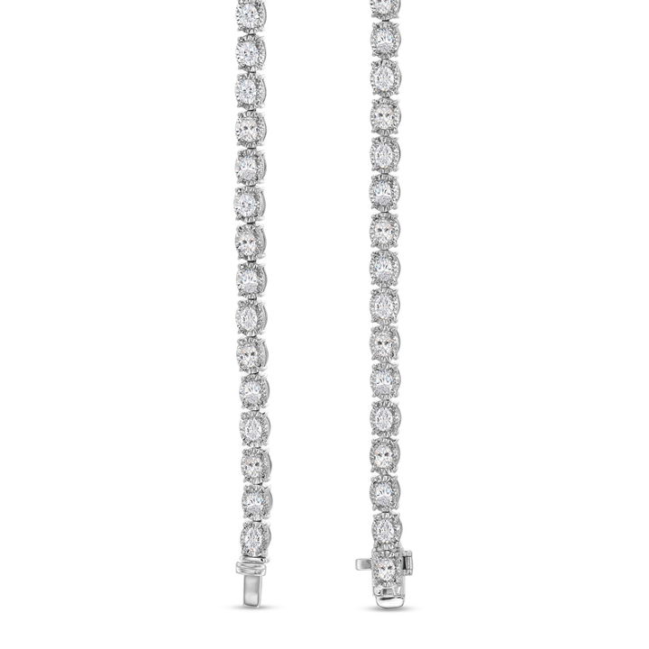 Oval Diamond Illusion Tennis Necklace