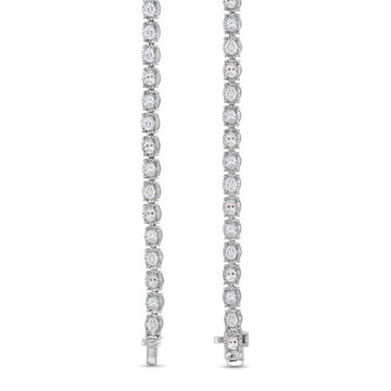 Oval Diamond Illusion Tennis Necklace (9.10tw) In Solid 14K White Gold