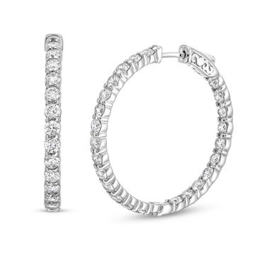 Classic In/Out Diamond Hoop Earrings In White Gold 14K
