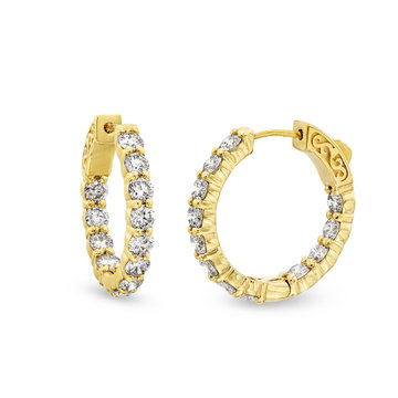 Classic In/Out Diamond Hoop Earrings In Yellow Gold 14K