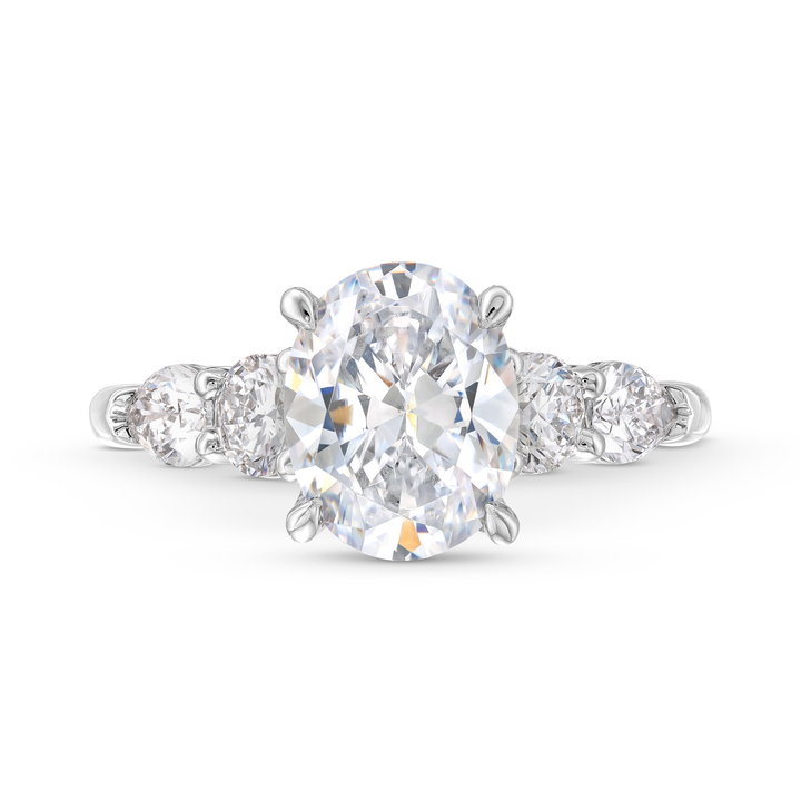 A. Jaffe Round and Pear Diamond Engagement Setting In White Gold 14K