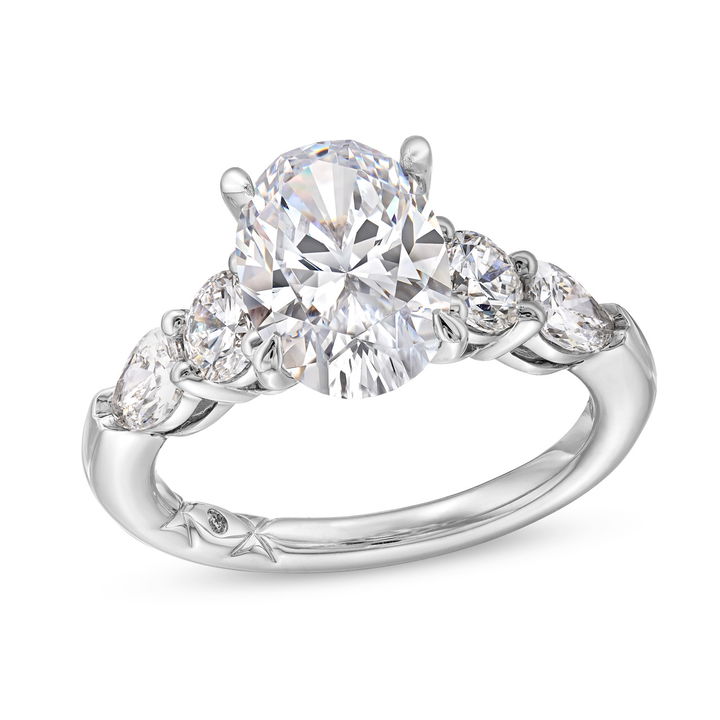 White Gold 14K A. Jaffe Round and Pear Diamond Engagement Setting