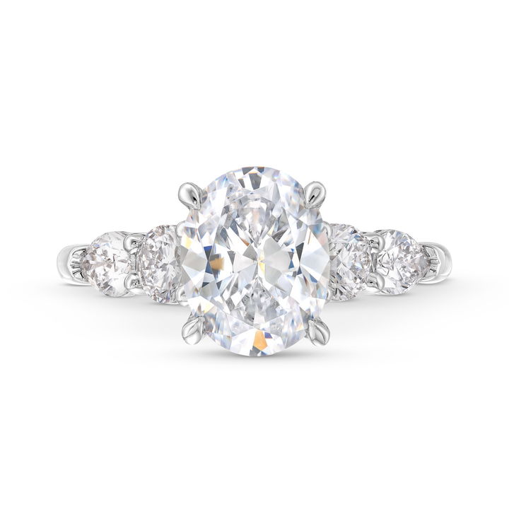 White Gold 14K A. Jaffe Round and Pear Diamond Engagement Setting