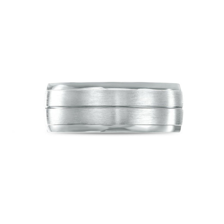 Simon G. Carved Line Matte 8mm Wedding Band In Platinum