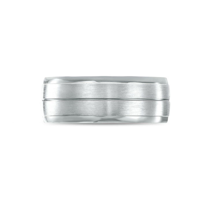 Simon G. Carved Line Matte 8mm Wedding Band In Platinum