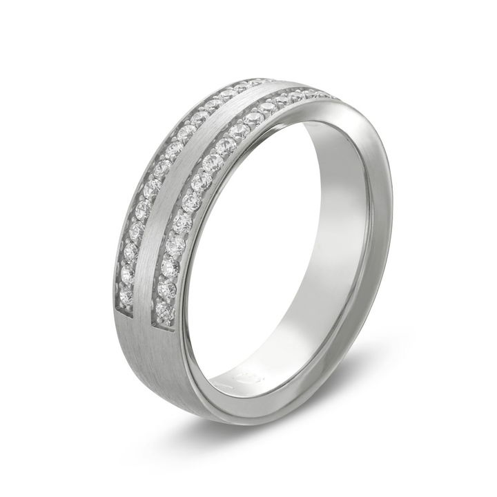 Simon G. Diamond Border 6mm Wedding Band In Platinum