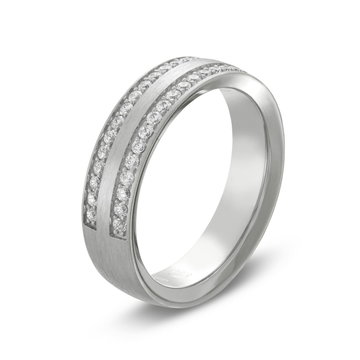 Simon G. Diamond Border 6mm Wedding Band In Platinum