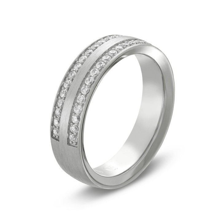 Simon G. Diamond Border 6mm Wedding Band In Platinum
