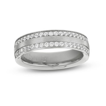Simon G. Diamond Border 6mm Wedding Band In Platinum