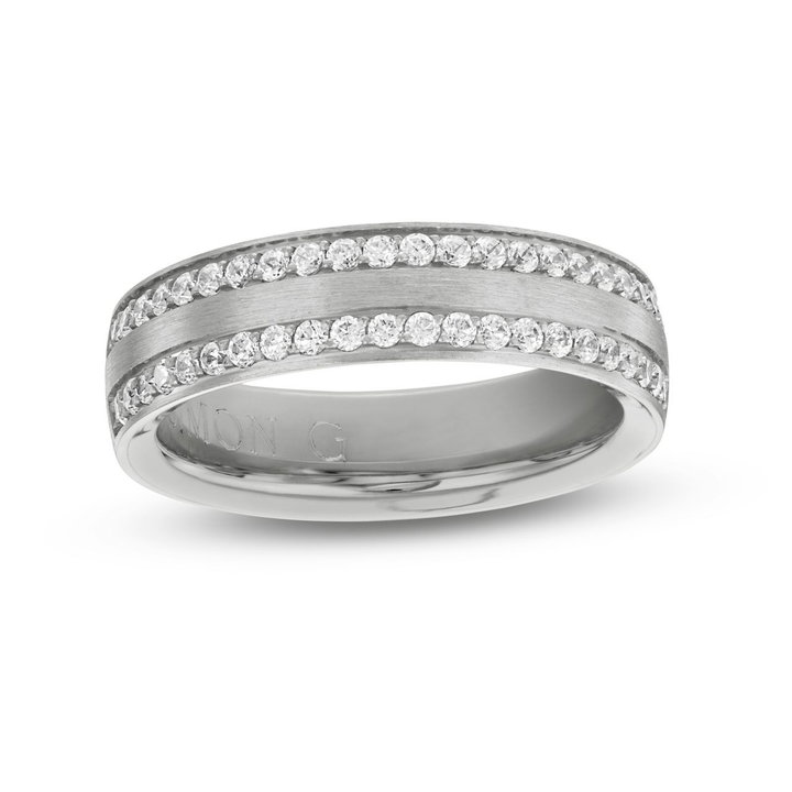 Simon G. Diamond Border 6mm Wedding Band In Platinum