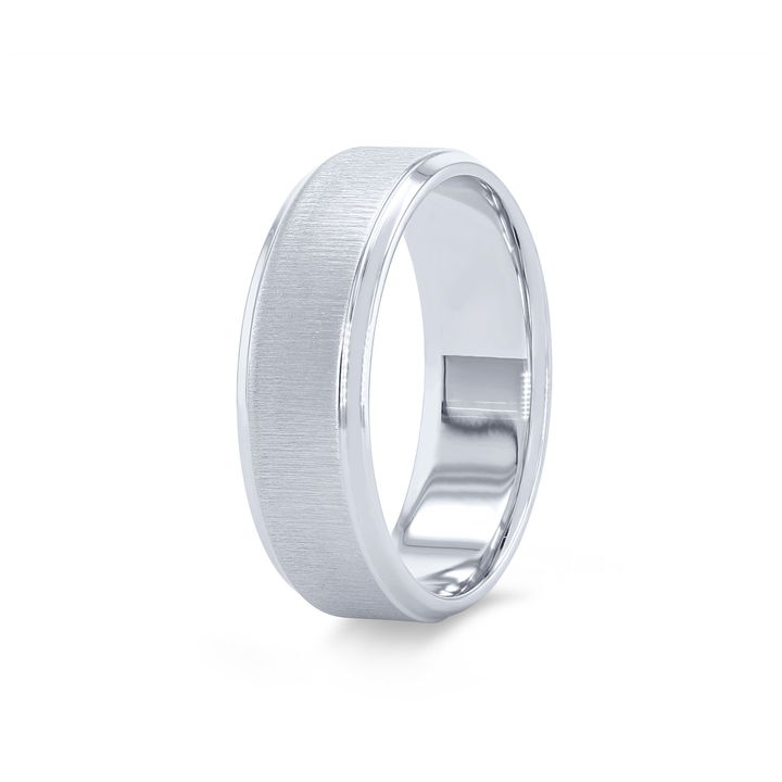 White Gold 14K Verragio Matte with Polish Edge Band