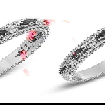 Ruby & Diamond Multi Row Filigree Band