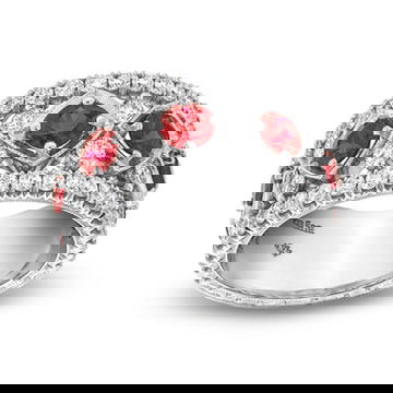 Ruby & Diamond Multi Row Filigree Band
