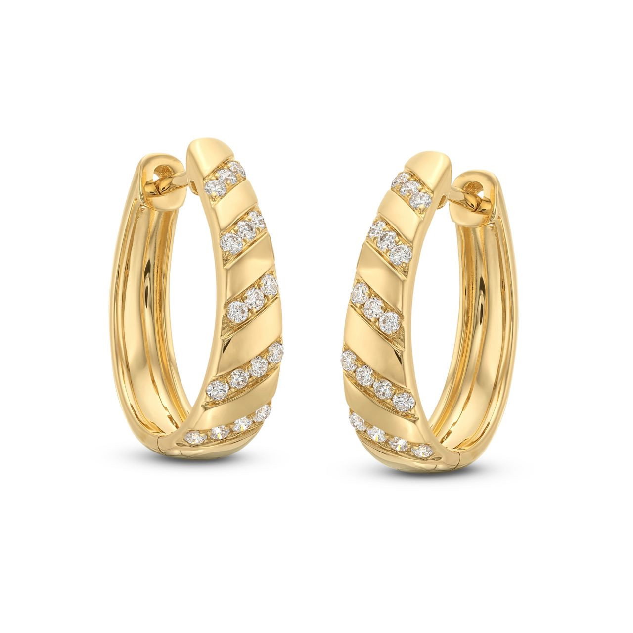 Diagonal Diamond Hoop Earrings 0