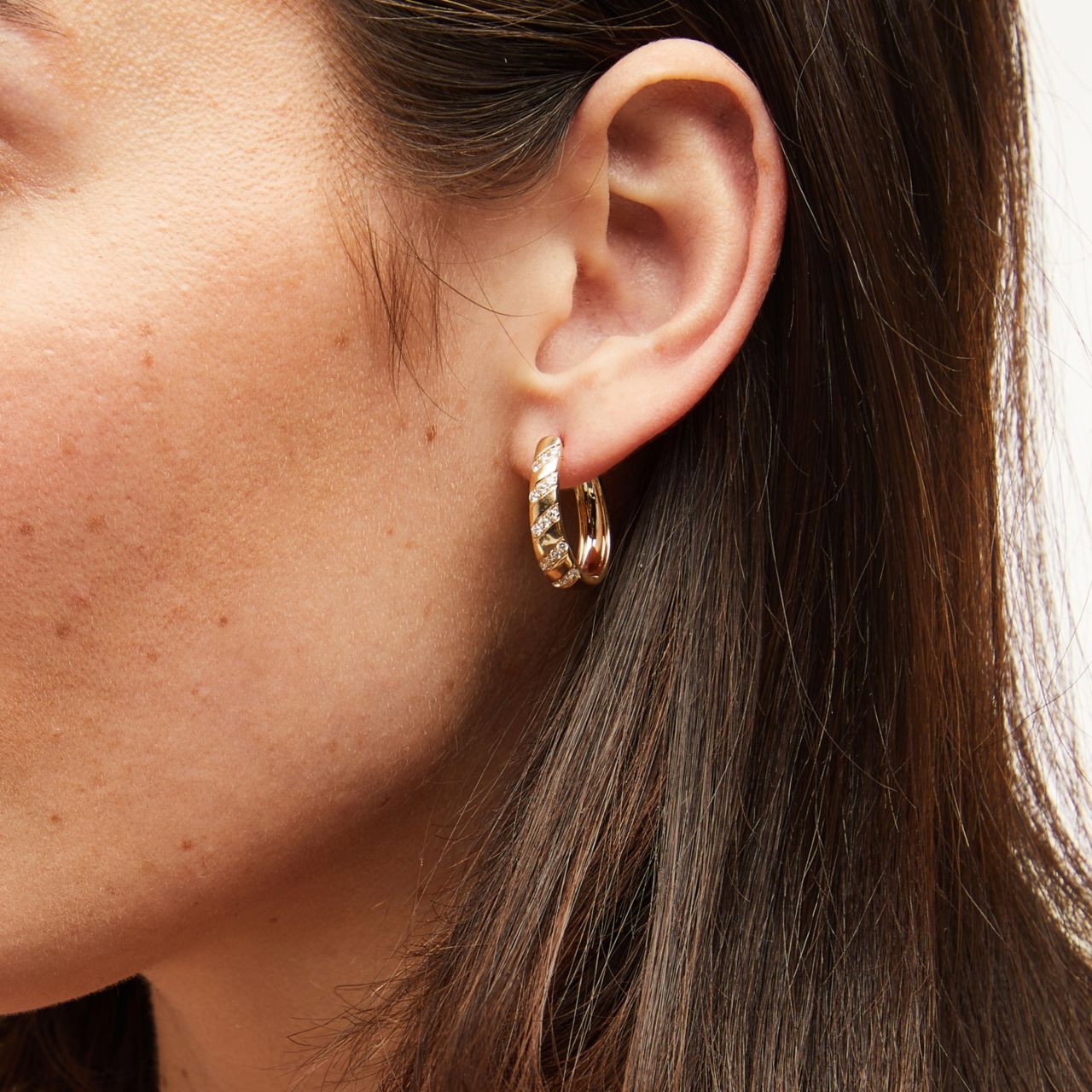 Diagonal Diamond Hoop Earrings 1
