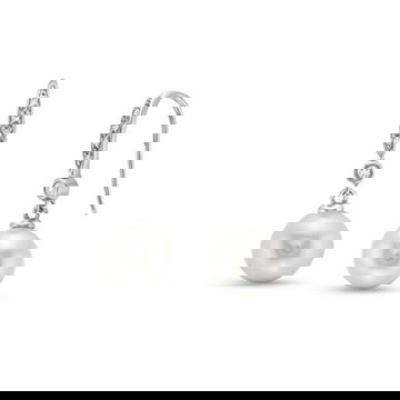 Diamond Pearl Dangle Earrings 0