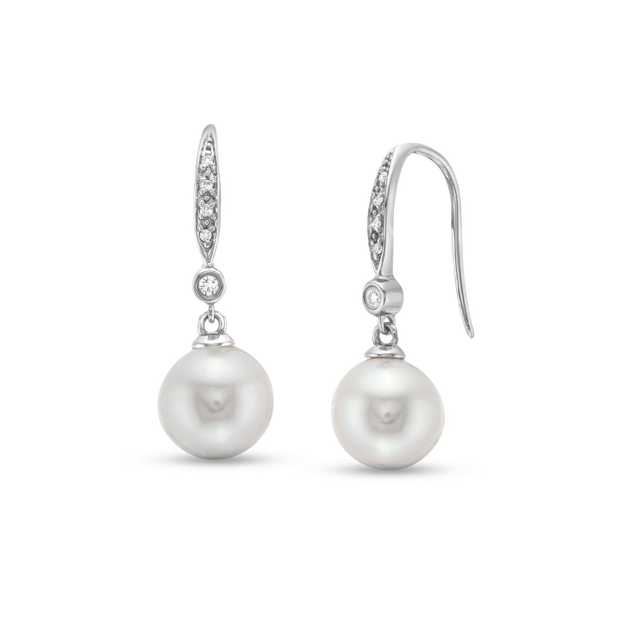 Diamond Pearl Dangle Earrings