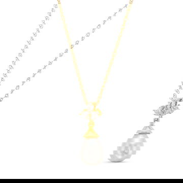 Three Stone Pearl Pendant Necklace