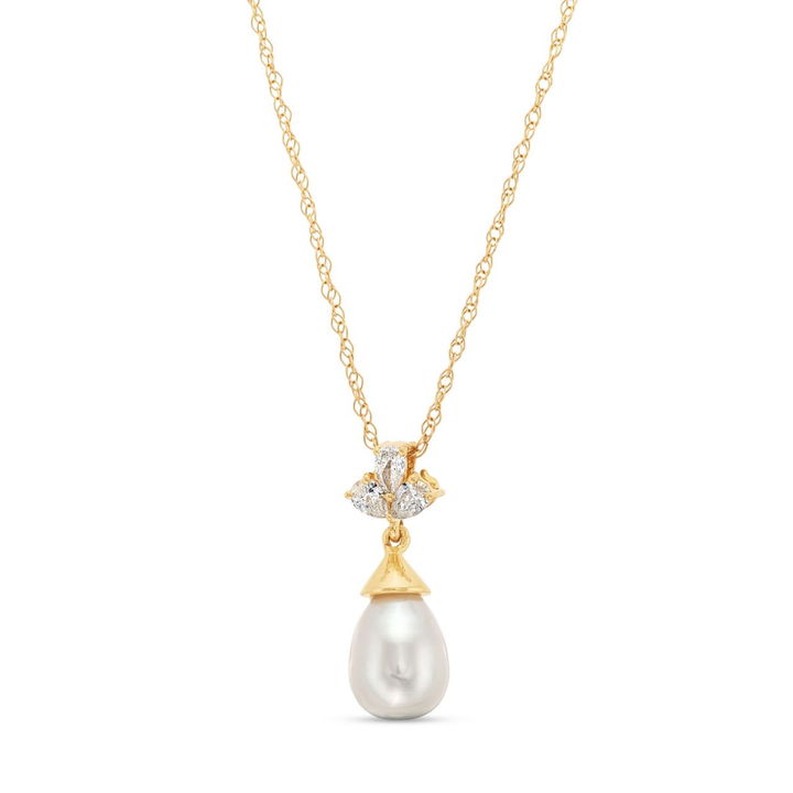Three Stone Pearl Pendant Necklace