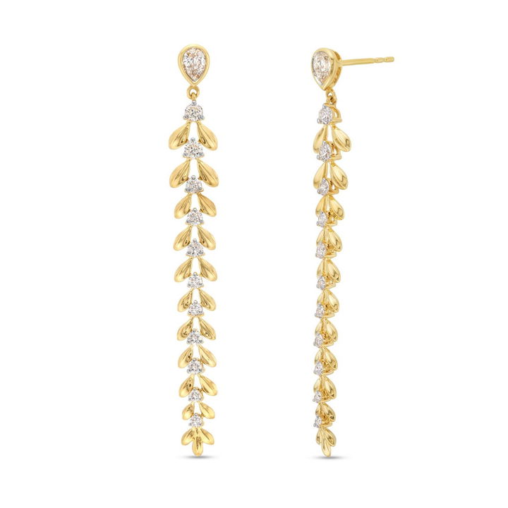Graduated Leaf Drop Diamond Earrings