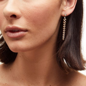 Graduated Leaf Drop Diamond Earrings In Solid 14K Yellow Gold