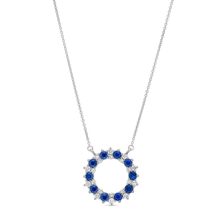 Sapphire & Diamond Alternating Circle Pendant Necklace