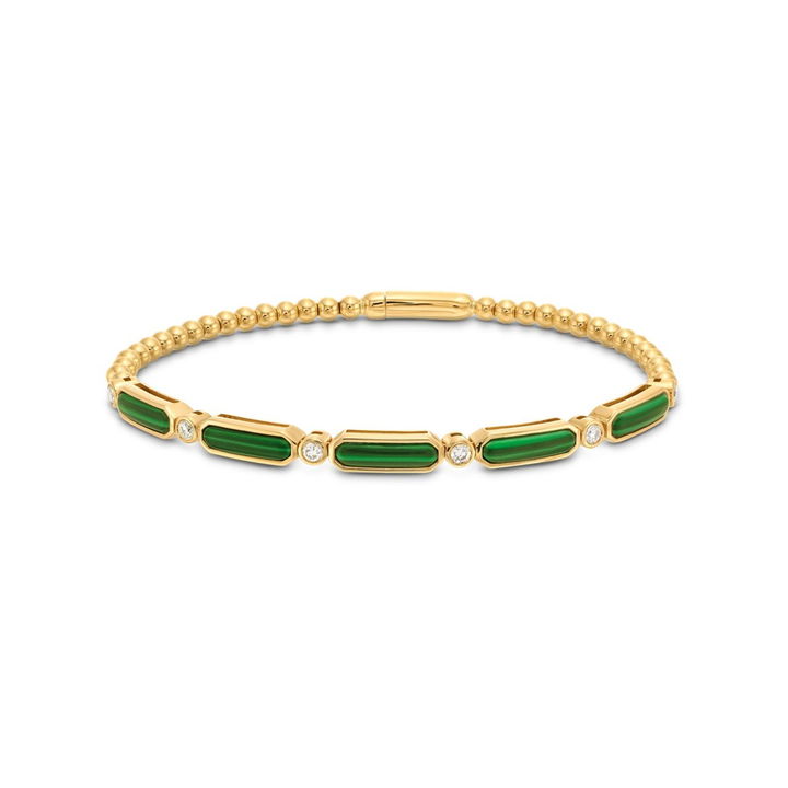 Malachite Diamond Bracelet In Yellow Gold 14K