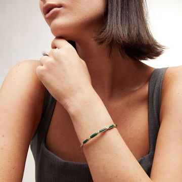 Malachite Diamond Bracelet In Yellow Gold 14K