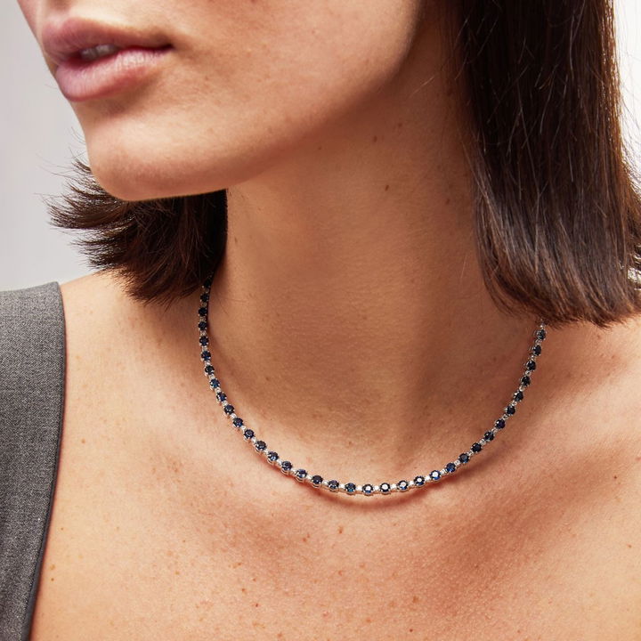Sapphire & Diamond Alternating Necklace