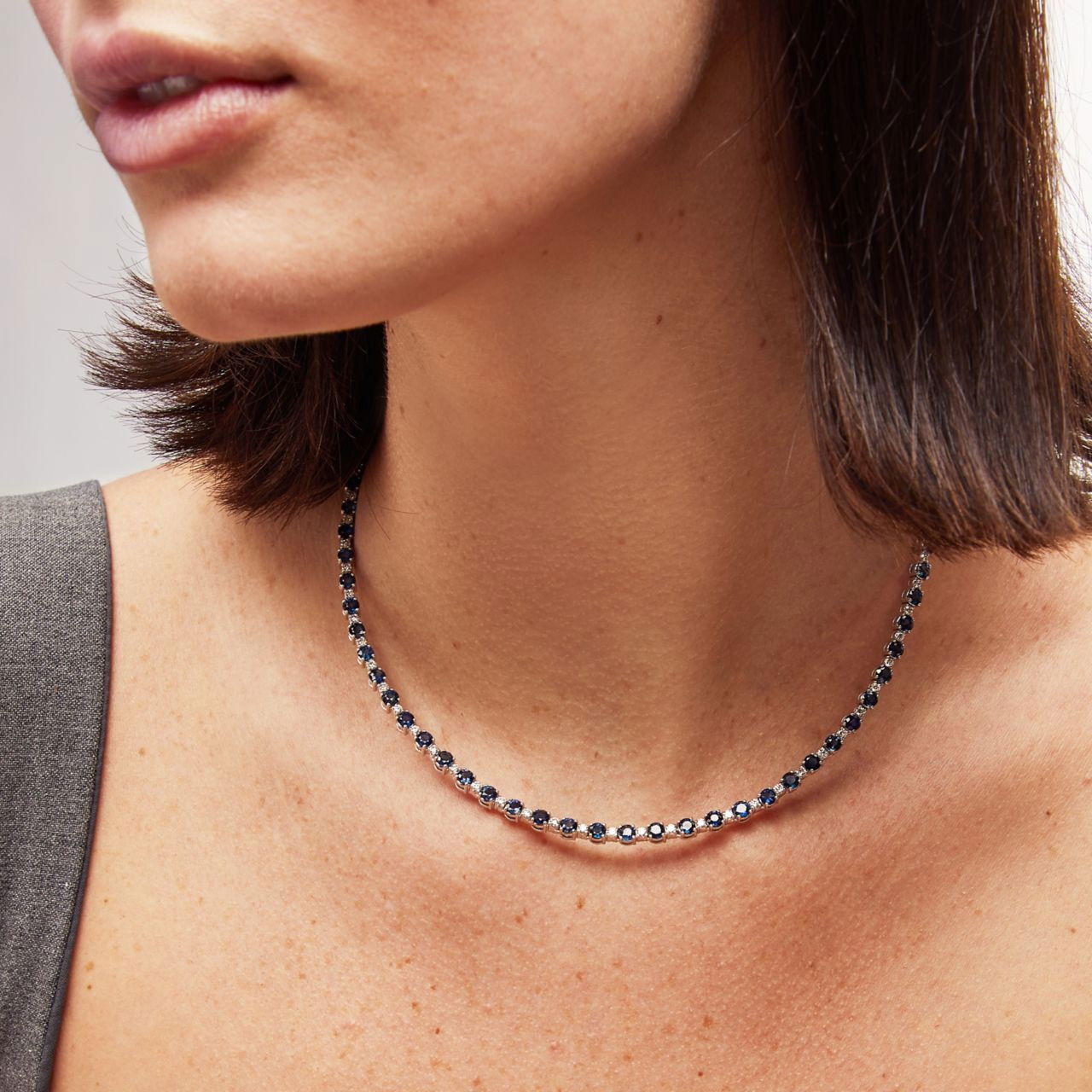 Sapphire & Diamond Alternating Necklace