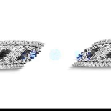 Blue Sapphire & Diamond Multi Row Filigree Band